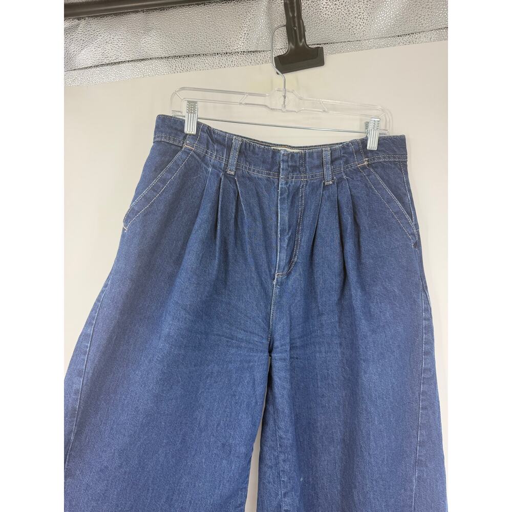 Free People Equinox Denim Trousers Size 28 Wide Leg Jeans Blue Slouchy Pleated - Picture 5 of 16
